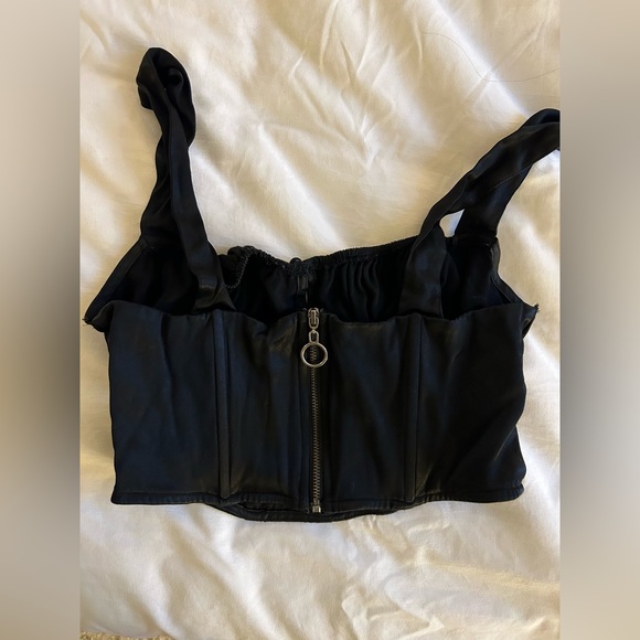 Zara Black Satin Bustier Crop Tank Top! Size XS! - Picture 2 of 3